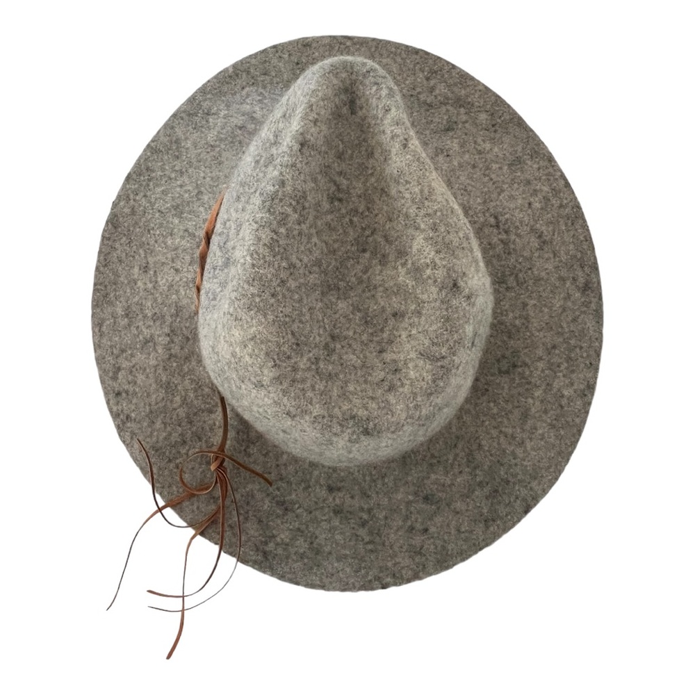 Felt wool fedora 100% Wool Hat womens leather Boho L rancher - Picture 3 of 16